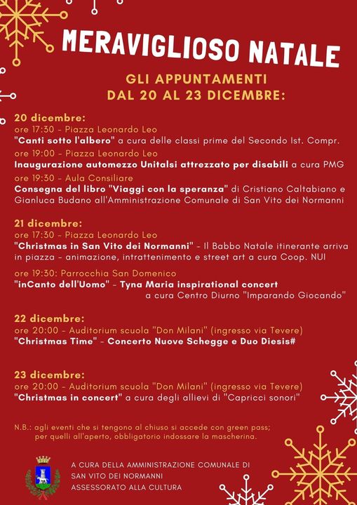 EVENTI NATALIZI - Gli appuntamenti dal 20 al 23 dicembre 