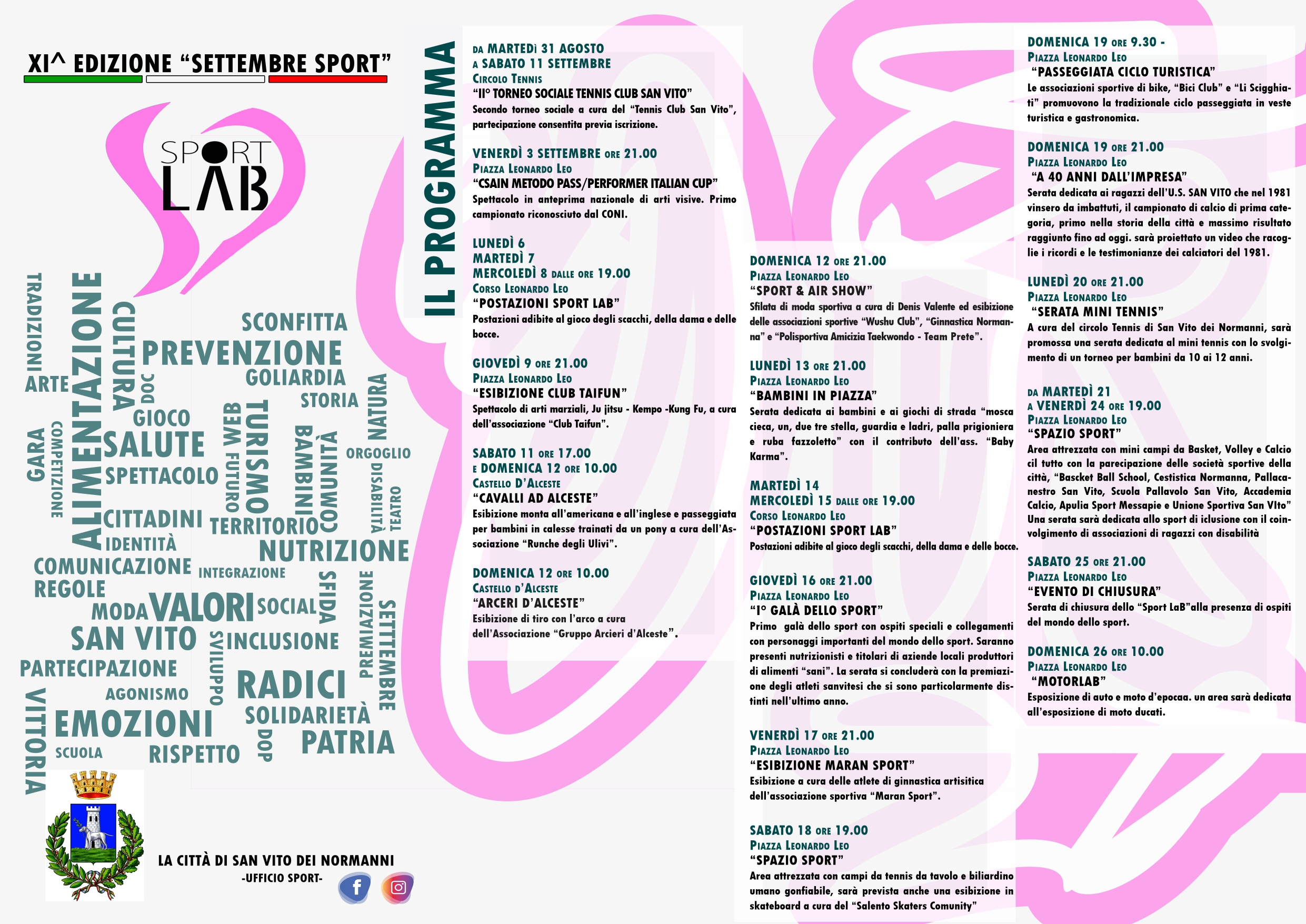 Calendario eventi SPORT LAB - XI edizione del Settembre Sport