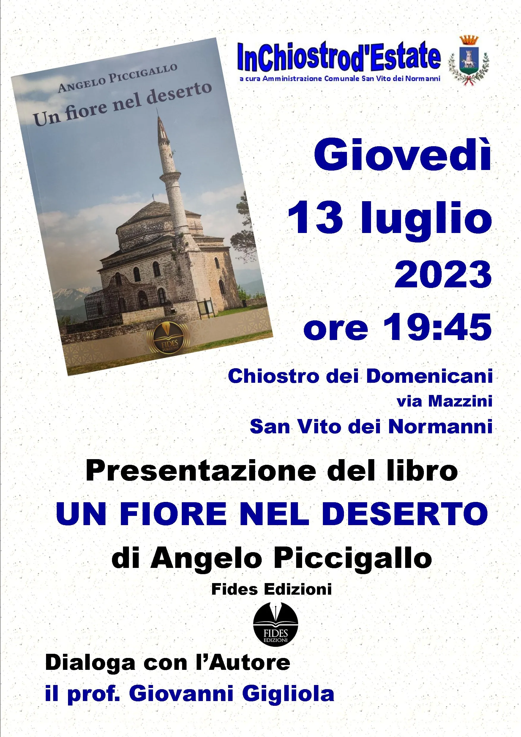 presentazione del libro "Un fiore nel deserto" di Angelo Piccigallo